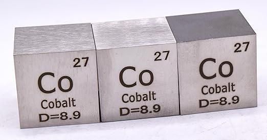 1" 25.4mm Cobalt Metal Cube Co up to 99.9% Pure Periodic Table Element Engraved Density Collection Science Education Display Block Cube + Acrylic Case Box - 1PC