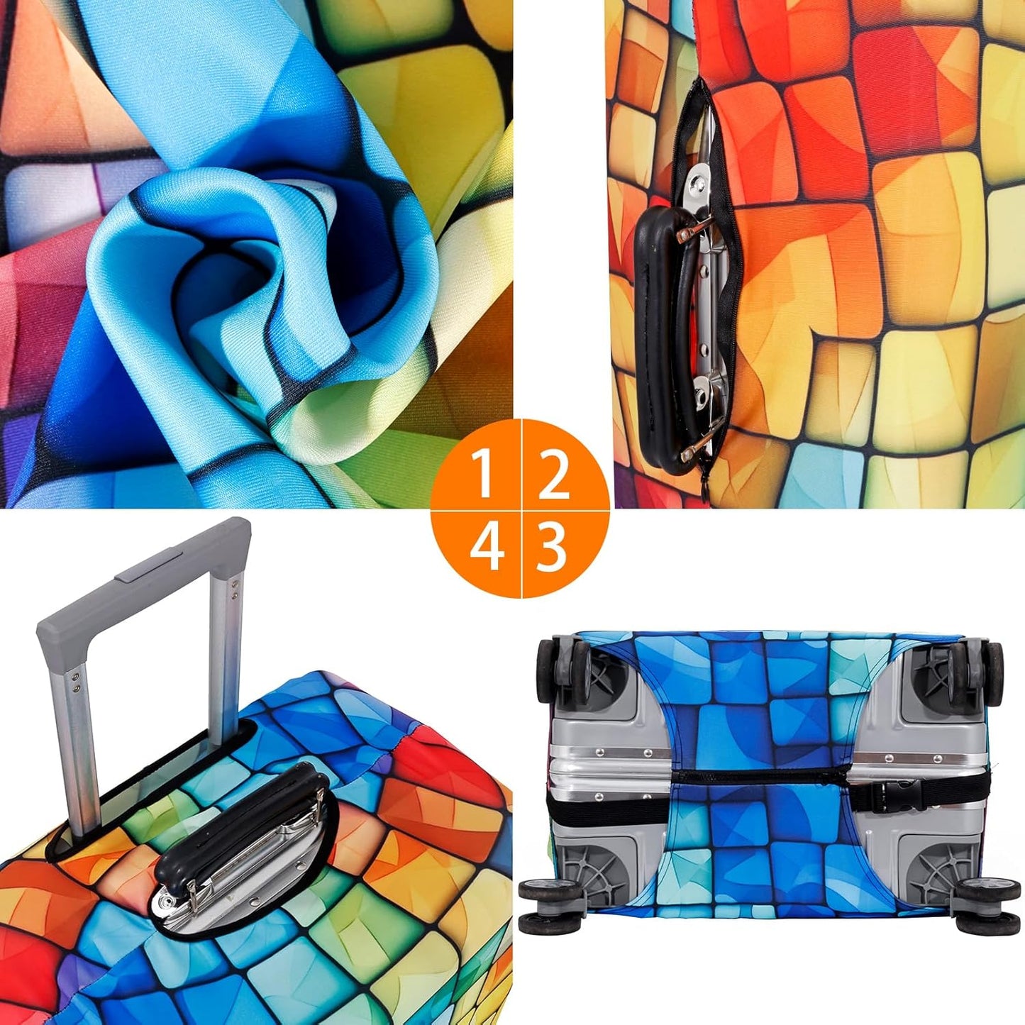MosaiRudo Travel Luggage Covers For Suitcase Tsa Approved,Suitcase Cover Protector Fit 18-32 Inch Luggage Travel Accessories (T2487, XL)