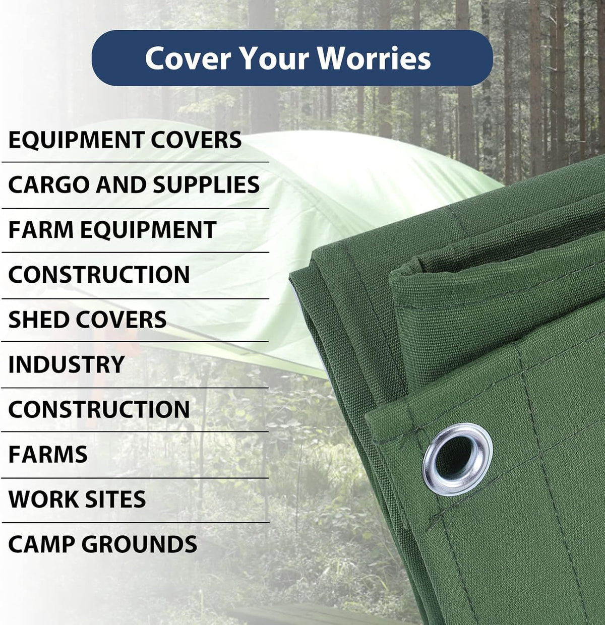 8’x10’ Canvas Tarps Heavy Duty Waterproof Tarpaulins with Aluminum Grommets,UV Resistant, 22Mil Multipurpose Drop cloth, 14oz Durable Cover Sheet for Outdoor and Indoor Use with Ropes.