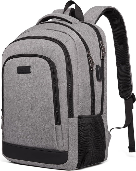 CLUCI Laptop Backpack for Men Women School Backpack College Bookbag for Men Water Resistant Travel Work Backpacks Fits 15.6" Laptop Business Computer Bag with USB Charging Port Grey