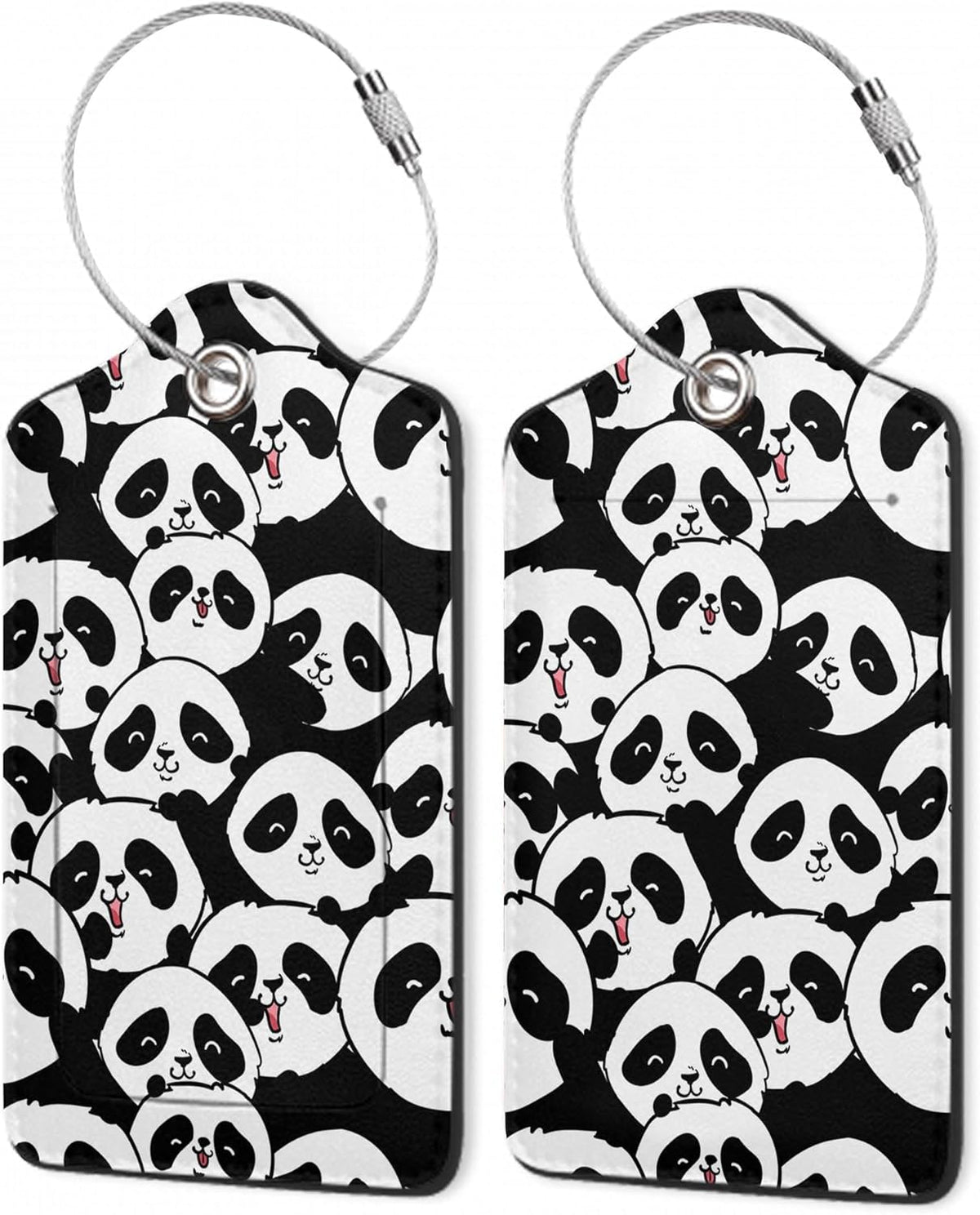 2Pcs Luggage Tag for Suitcase Panda Cartoon Cute Suitcase Tag with Privacy Flap & Name ID Label & Metal Loop,Travel Bag Luggage Tags for Women