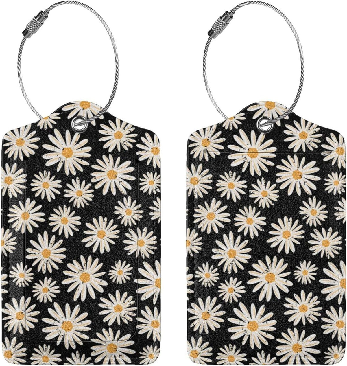 Set of 2 Luggage Tag for Suitcases Tie dye PU Leather Luggage Tag with Full Back Privacy Name ID Card Fun Laggage Tags
