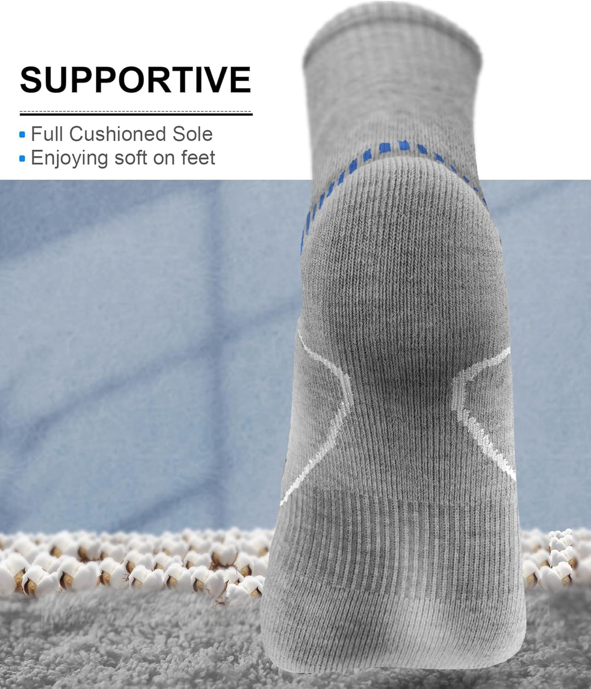 BULLIANT Compression Socks for Men 6Pairs, Athletic Crew Socks Cushioned For Men Sports Running-Arch Support