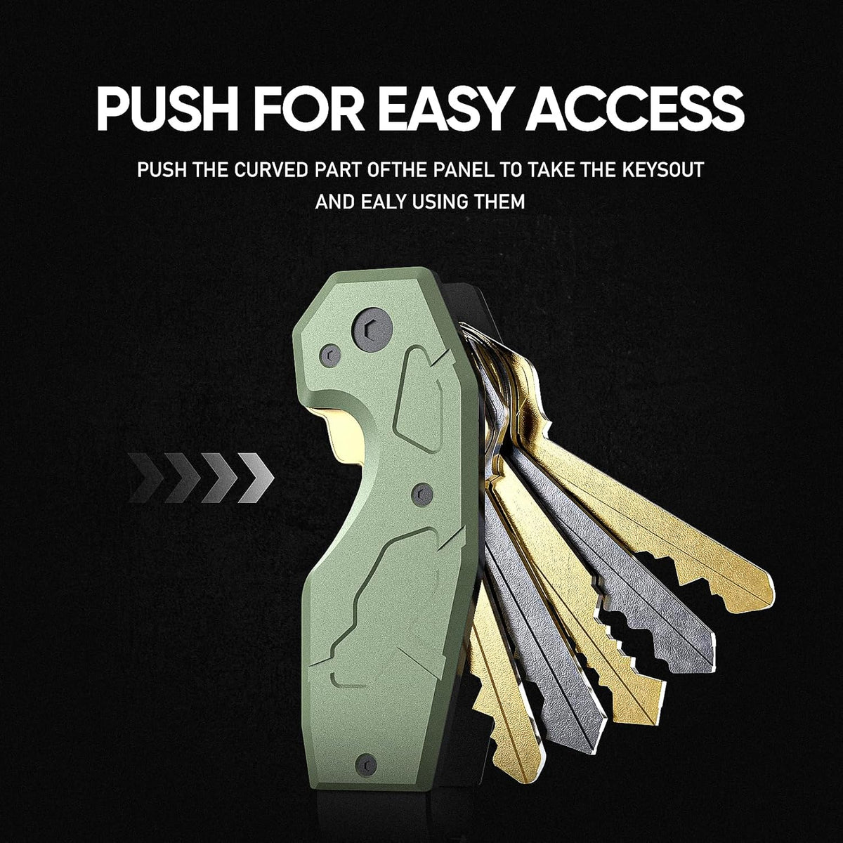Zeeker Compact Key Organizer Keychain with Built-in Tools – Holds 1-6 Keys, Includes Bottle Opener, Hex Wrench, and Serrated Cutter – Minimalist Key Holder for Men and Women (Green)