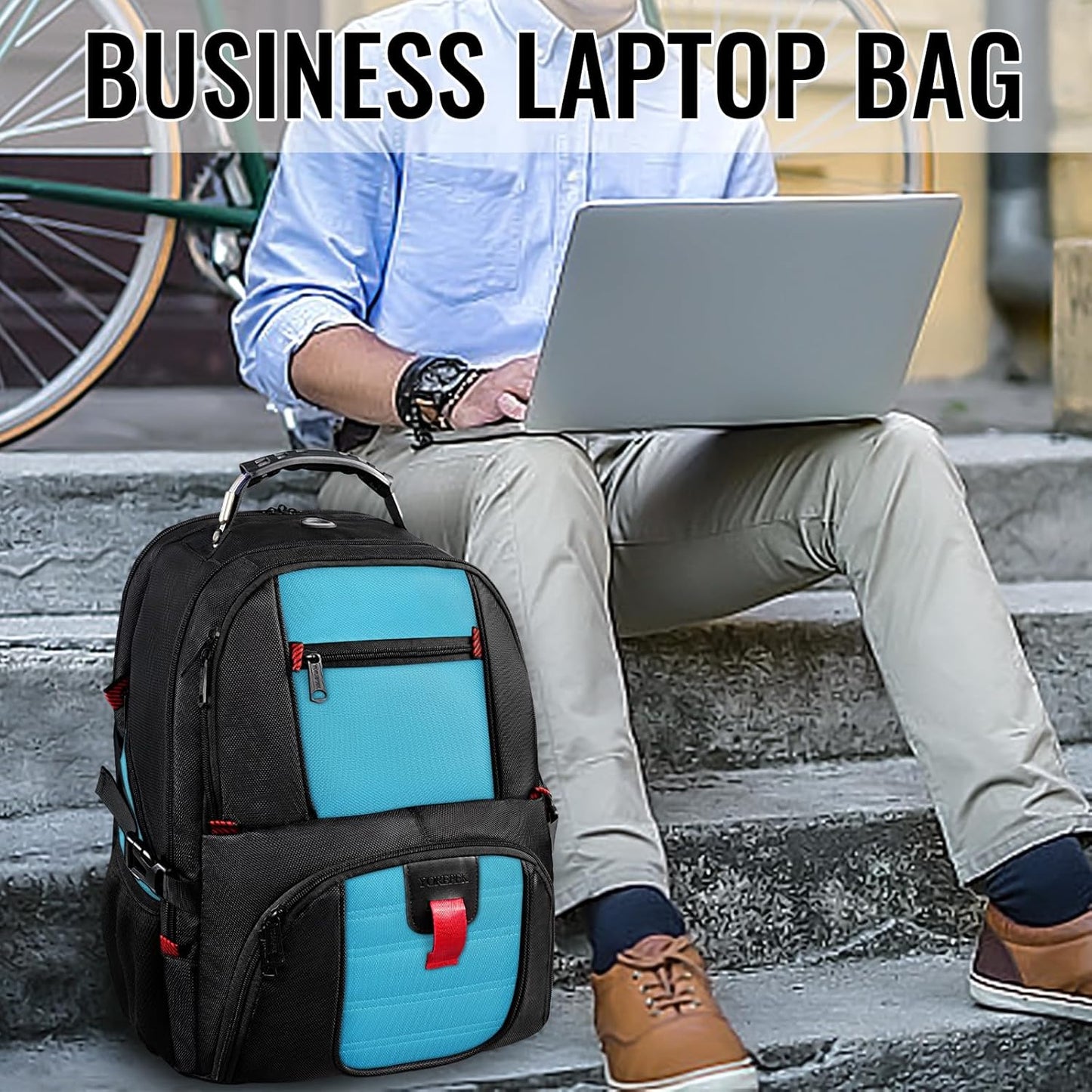 YOREPEK 18.4 Laptop Backpack, Large Backpacks with USB Charger Port, TSA Friendly Flight Approved Weekend Carry on Backpack with Luggage Strap for Men and Women, Blue