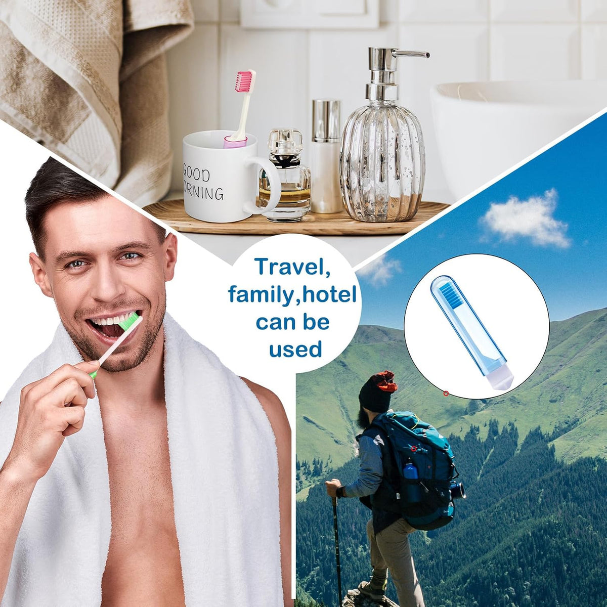Patelai 4 Pieces Travel Toothbrush Set, Soft Bristle Mini Foldable Tooth Brush with Case, Individually Wrapped Small Portable Travel Size Toiletries Stuff for Camping (Candy Color)