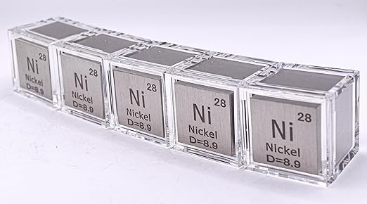 1" 25.4mm Nickel Metal Cube Ni up to 99.9% Pure Periodic Table Element Engraved Density Collection Science Education Display Block Cube + Acrylic Case Box - 1PC