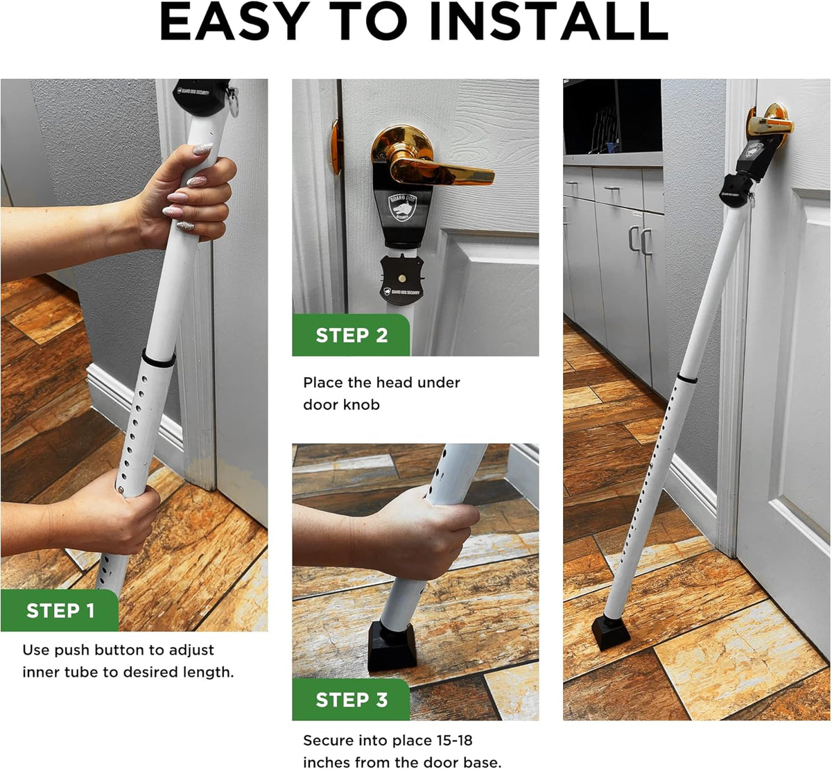 Guard Dog Security Adjustable Sliding Door Security Bar, Door Jammer 2-in-1 Adjustable Door Knob and Sliding Patio Door Stoppers Security with Alarm, 40 Different Adjustments
