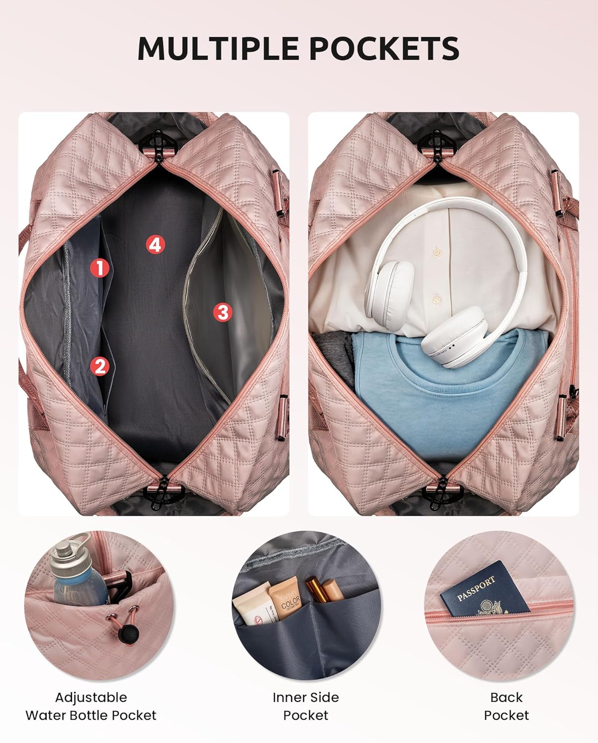 Birthday Gifts for Women-Duffle Bag with Shoe Compartment, Personalized Weekender Bag, Monogram Overnight Bag, Letter Travel Bag with Makeup Bag-Daughter Gift Ideas, for Women 20S (Letter D)