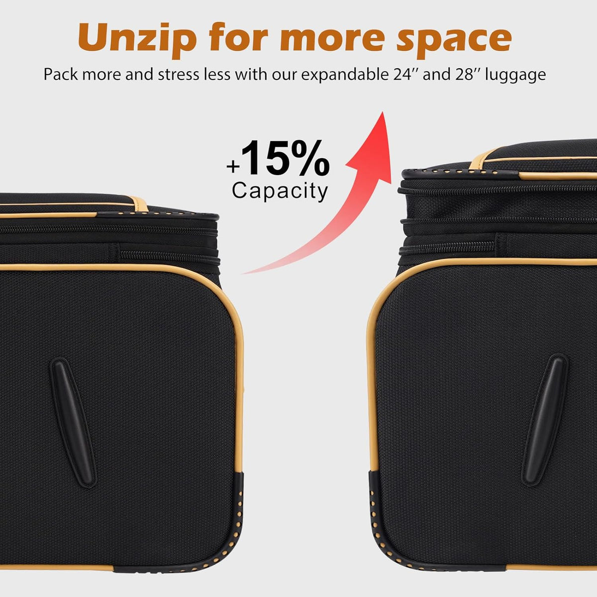 Coolife Luggage 5 Piece Set Suitcase Expandable TSA lock spinner softshell