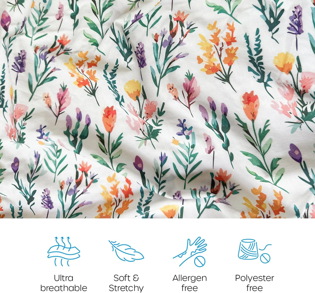Quiggly Bassinet Sheets for Guava Lotus, 2 Pack Organic Cotton Jersey Knit, Vibrant Floral Patterns - Fits Travel Crib Mattresses for Boys & Girls (Bassinet, Wildflower Dreamin')