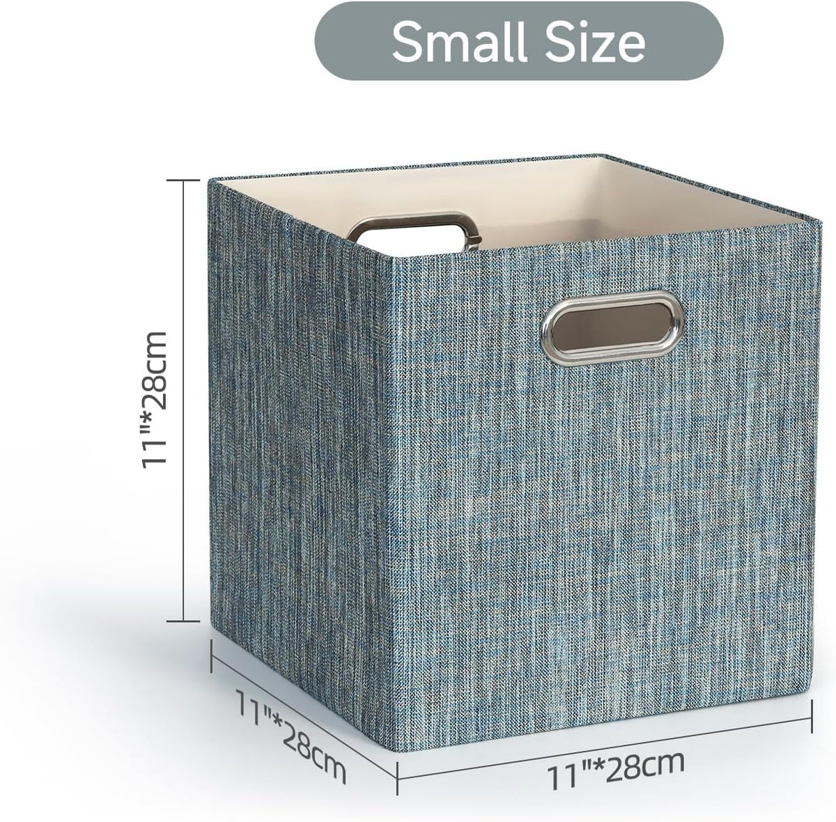 Posprica Storage Basket Bins,11×11×11 Foldable Storage Cube Boxes Fabric Drawer for Closet Shelf Cabinet Bookcase - Set of 4,Teal