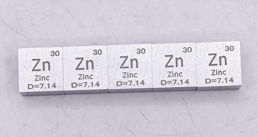 0.39" 10mm Zinc Zn Metal Cube up to 99.9% Pure Periodic Table Element Engraved Density Collection Science Education Display Block Cube + Acrylic Case Box - 1PC