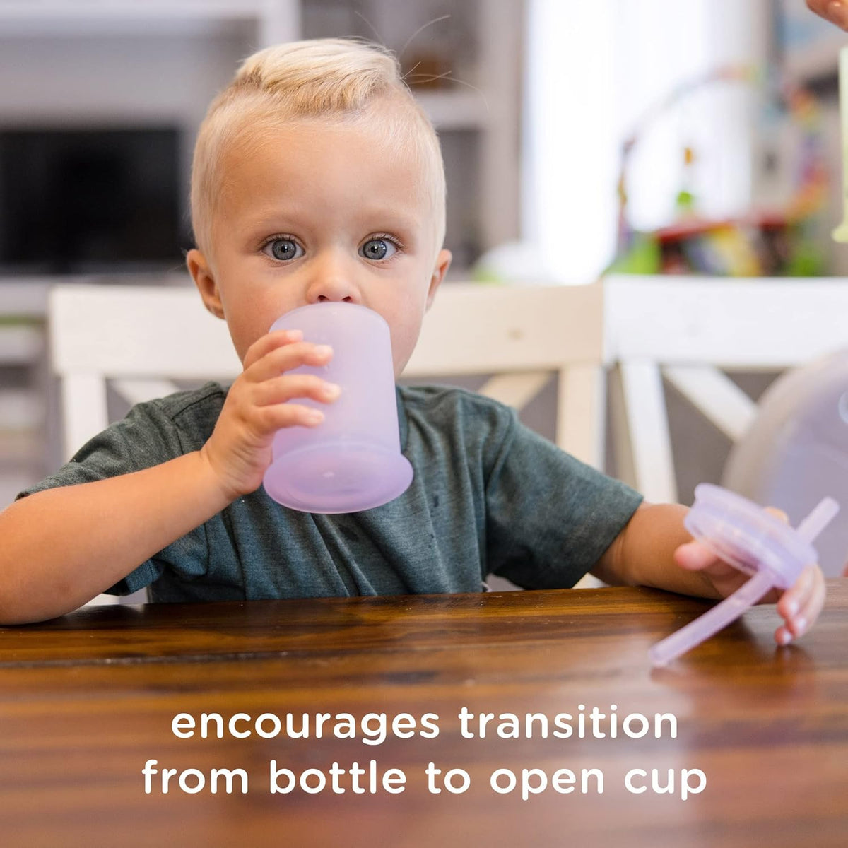 Olababy Silicone Training Cup with Straw Lid | Babies Water Drinking Cup | 6+ Mo Infant To 12-18 Months Toddler | Sippy Cup For Kids & Smoothie Cup | Baby Led Weaning (Lemon, 5 oz)