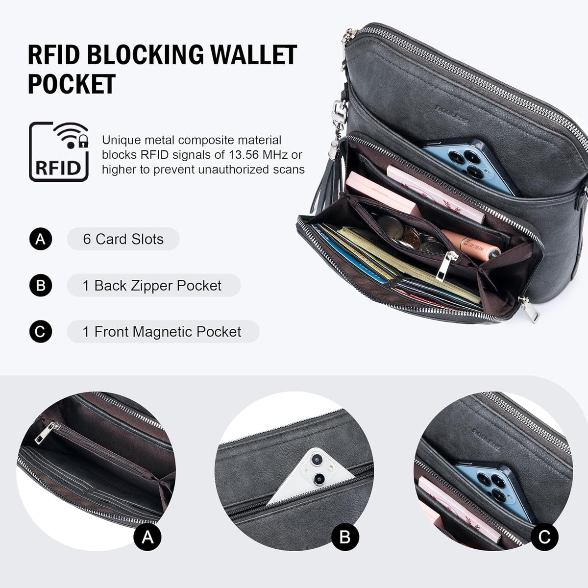 Crossbody Purse for Women,Lightweight Medium Crossbody Bag Soft Leather Women's Shoulder Handbags with Tassel