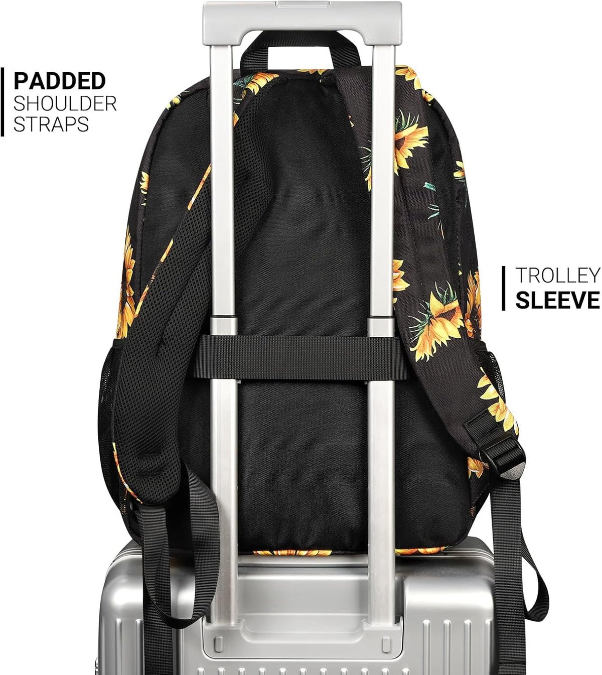 ZORFIN 26L Backpack for College, and Travel: Water Resistant Bookbag - Sunflower