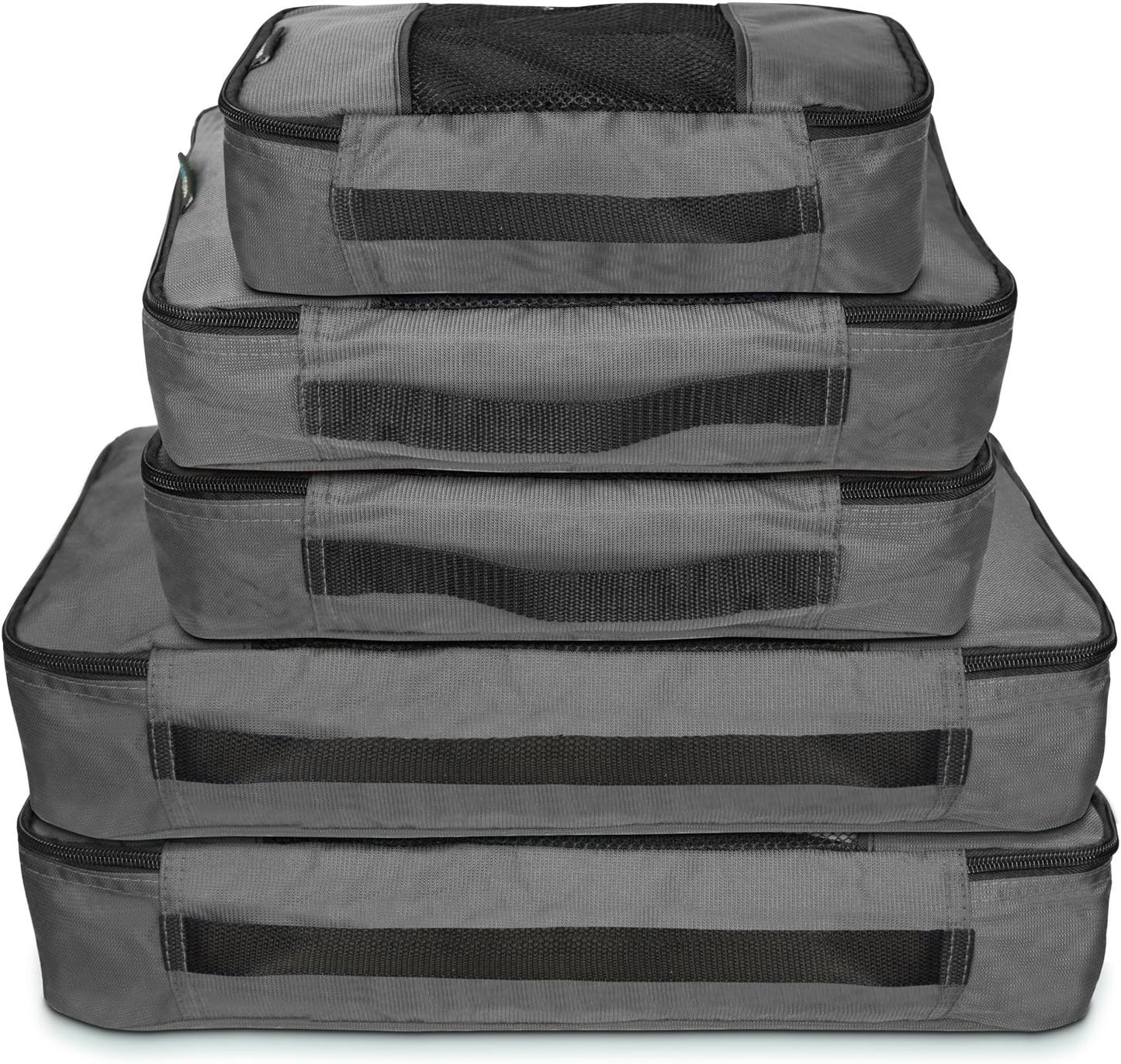 TravelWise Packing Cube System - Durable 5 Piece Weekender Plus Set (Silver)