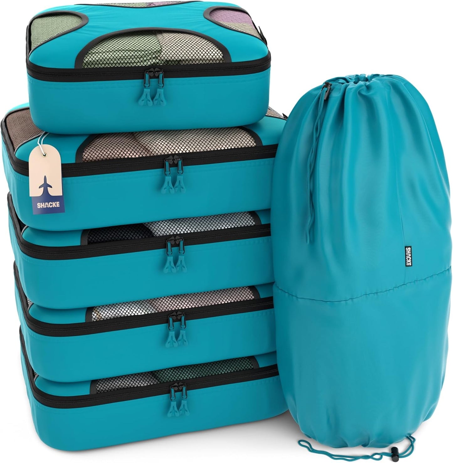Shacke 6 Set Packing Cubes for Travel - Compression Packing Bags/Travel Organizer - Luggage Organizer Bags for Traveling - Travel Essentials for Women - Cruise Must Haves Packing List
