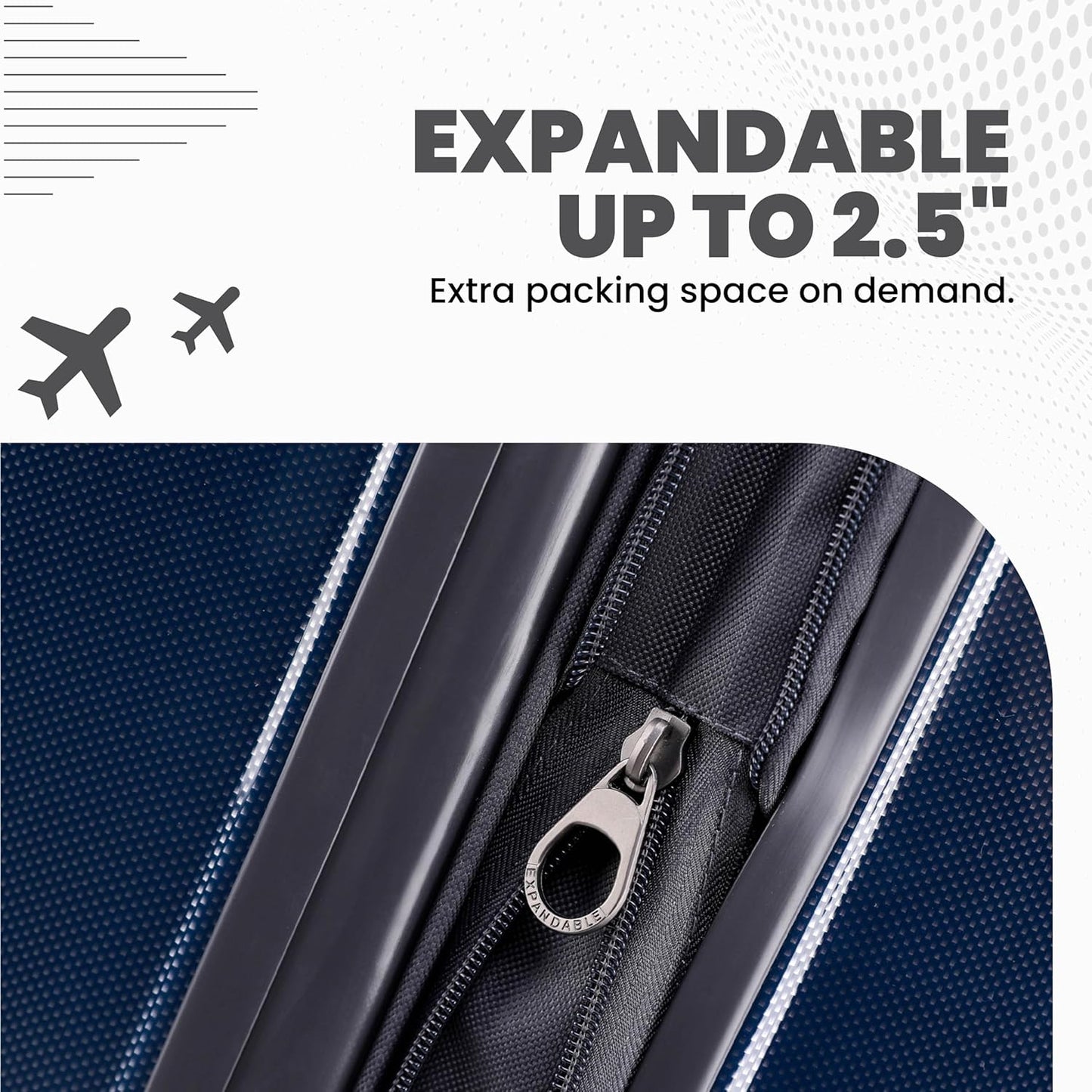 Spyder Rails 20 Inch Expandable Hardside Upright Suitcase with 360° Spinner Wheels, TSA Approved Lock, Navy