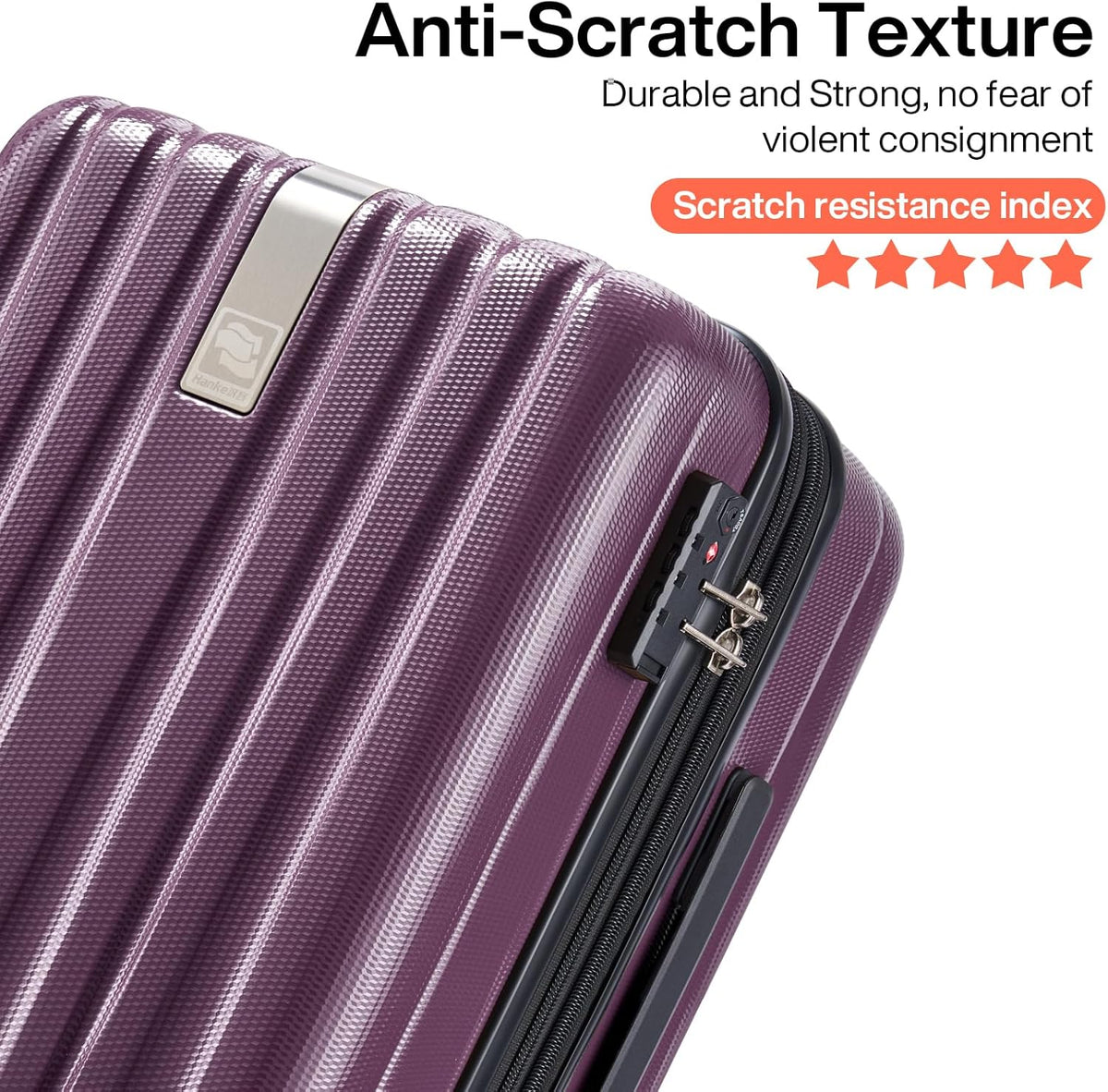 Hanke Luggage Sets 3 piece Carry On Luggage with Wheels PC Hard Shell Suitcases Lightweight Checked Tsa Luggage Extra Large Travel Suitcase Woman Men 20/24/29 Inch （Purple）