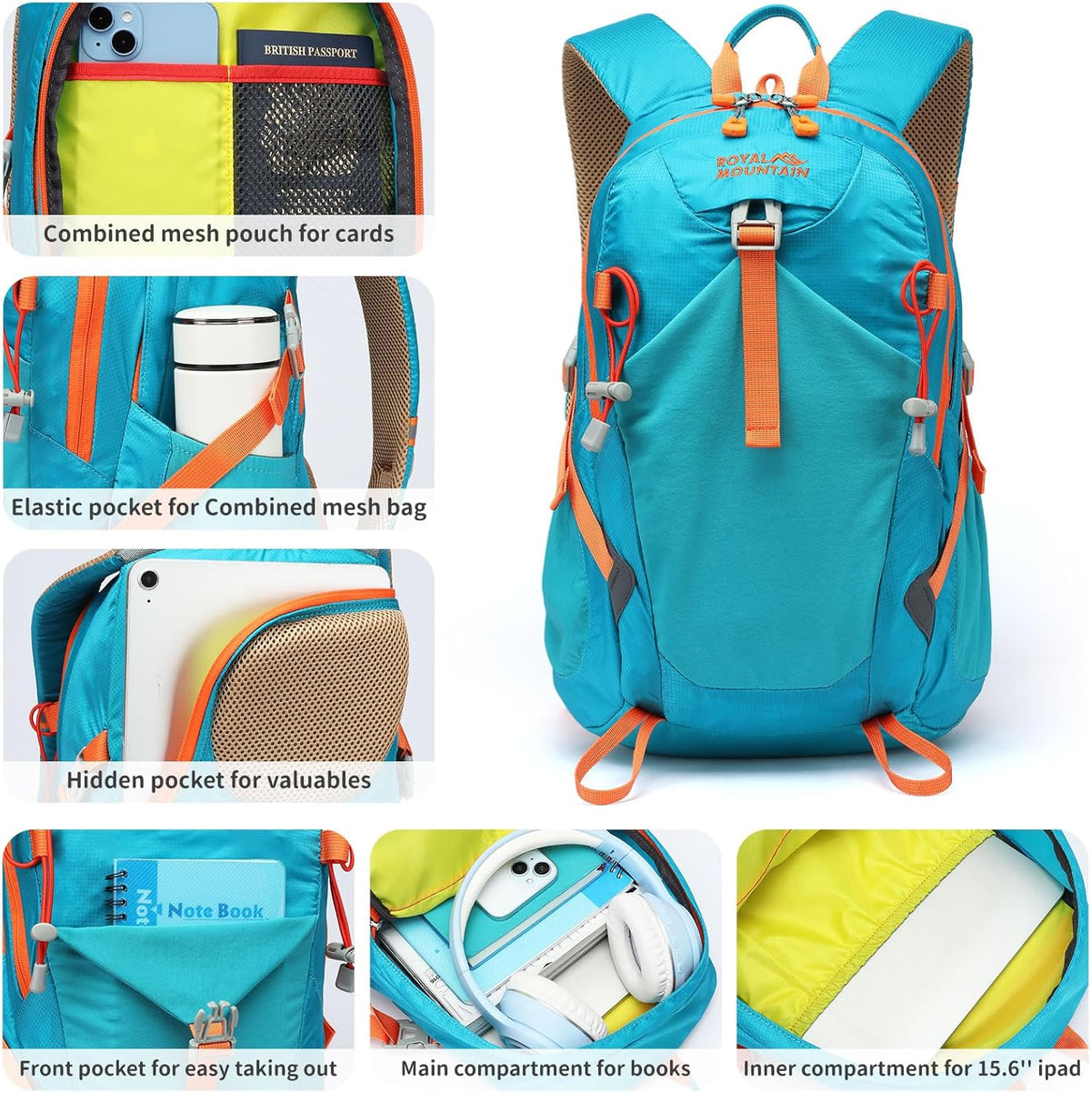 Small Hiking Backpack, 20L Lightweight Travel Backpacks For Men Women, Water Resistant Outdoor Day Pack, Ultralight Camping Daypack Backpacks, Durable Hiking Backpack Fit For Camping.(With Rain-cover)