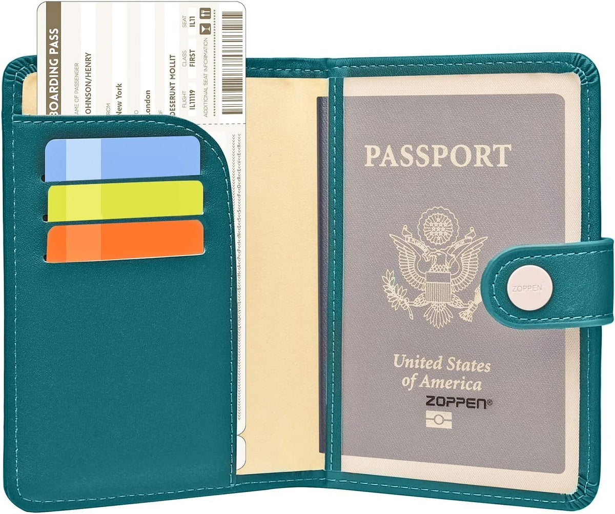 ZOPPEN Passport Holder Women, Passport Cover Travel Wallet Rfid Blocking Passport Wallet Cover Case Travel Essentials Document Organizer, Tea Green