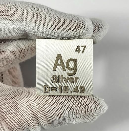 1" 25.4mm Silver Argentum Metal Cube Ag up to 99.9% Pure Periodic Table Element Engraved Density Collection Science Education Display Block Cube + Acrylic Case Box - 1PC