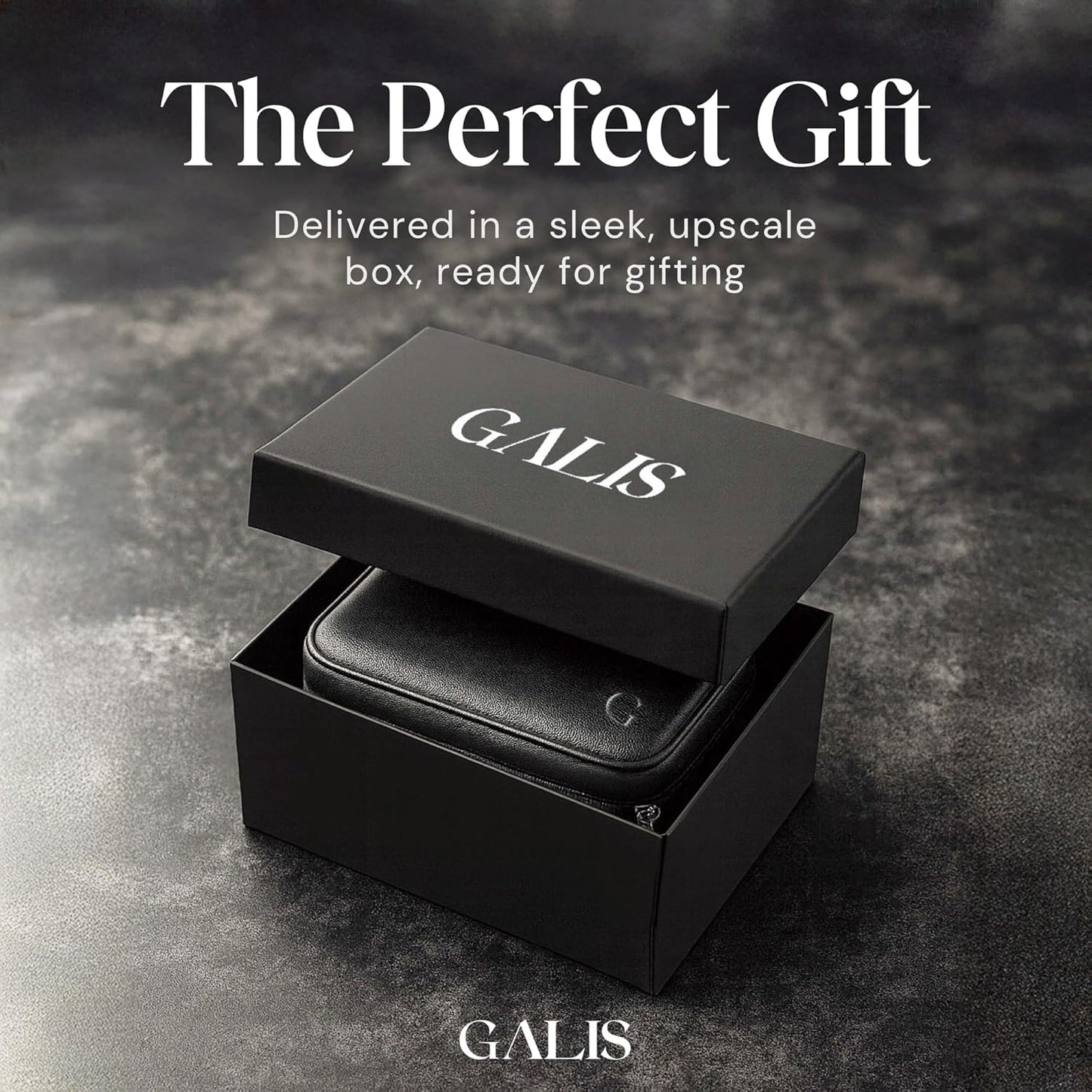 Galis Luxury Watch Case for Men High End Portable 2-Slot Watch Holder and Watch Case for Travel, Premium Watch Box for Men, Jewelry Storage Organizer, Gift for Him, Fathers, Husband (Black & Orange)