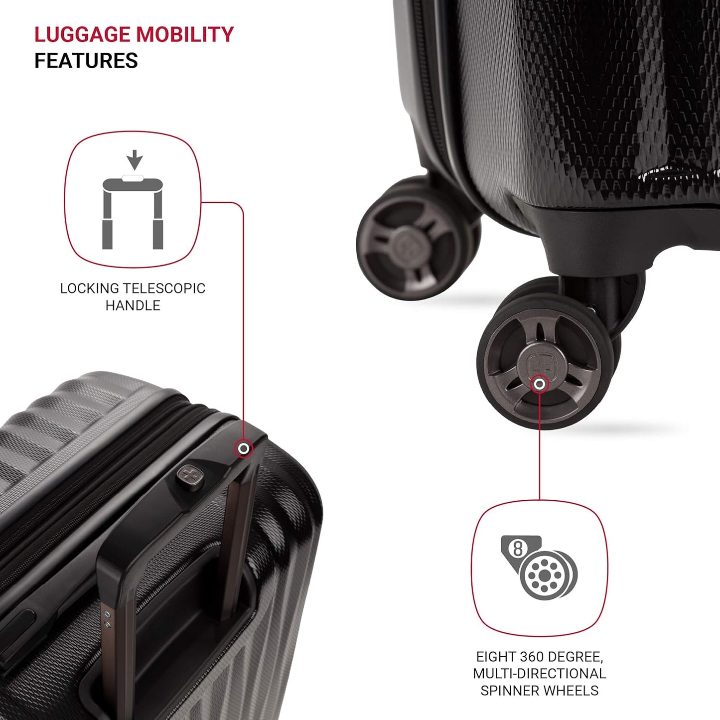 SwissGear 7272 Energie Expandable Hardside Luggage with Spinner Wheels and TSA Lock, Black, Checked-Large 27-Inch