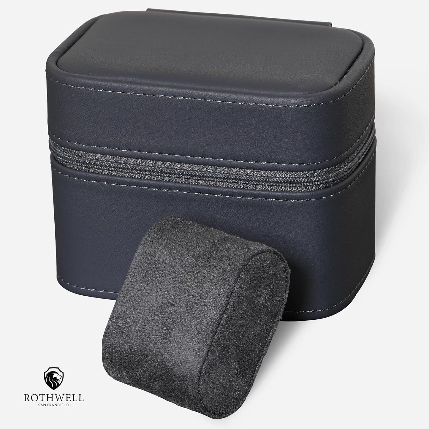 ROTHWELL 2 Watch Travel Case Storage Organizer for 2 Watches | Watch Case for Men and Women | Tough Portable Protection w/Zipper Fits All Wristwatches & Smart Watches Up to 50mm (Carbon)
