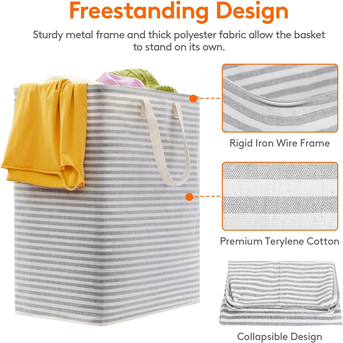 Lifewit 2 Pack Laundry Hamper Large Collapsible Laundry Basket, Freestanding Waterproof Cloth Hamper with Easy Carry Handles in Laundry Room Bedroom Bathroom Dorm for Adult, Gray&Pink, 2 x 100L