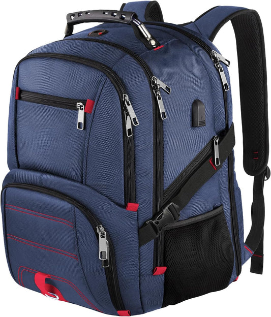 LTINVECK Extra Large 50L Travel Laptop Backpack, Computer bag Backbag with USB Charging Port, TSA Friendly Durable Big RFID Heavy Duty Business Tech Backpack Fits 17 Inch Laptops for Men Women, Blue