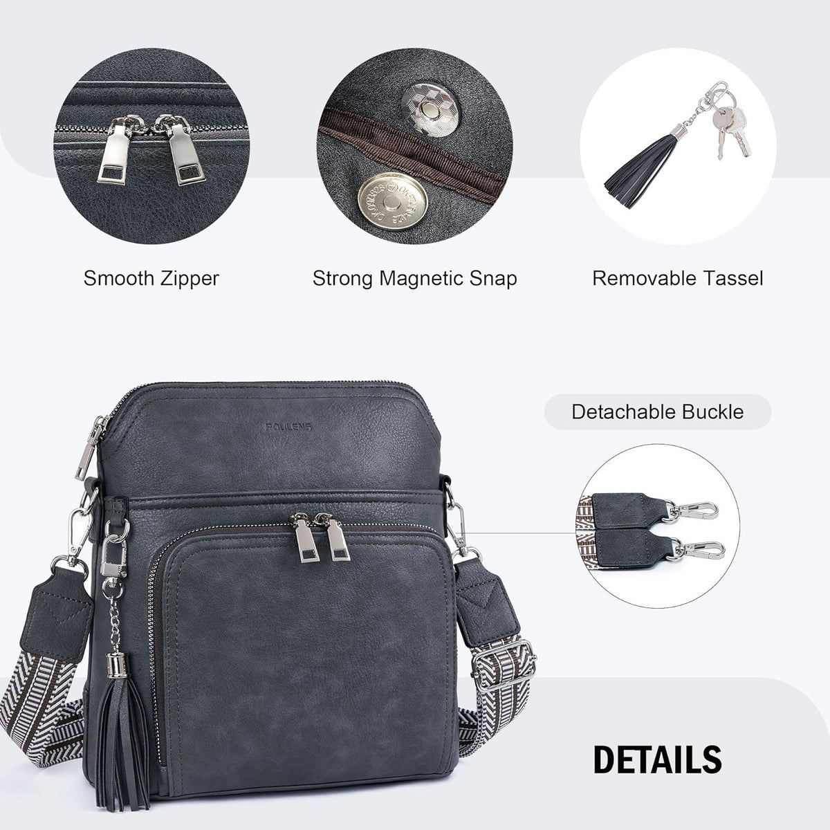 Crossbody Purse for Women,Lightweight Medium Crossbody Bag Soft Leather Women's Shoulder Handbags with Tassel