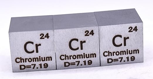 1" 25.4mm Chromium Metal Cube Cr up to 99.9% Pure Periodic Table Element Engraved Density Collection Science Education Display Block Cube + Acrylic Case Box - 1PC