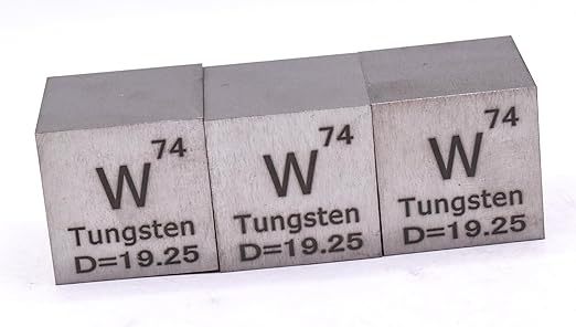1" 25.4mm Tungsten Wolfram Metal Cube W up to 99.9% Pure Periodic Table Element Engraved Density Collection Science Education Display Block Cube + Acrylic Case Box - 1PC