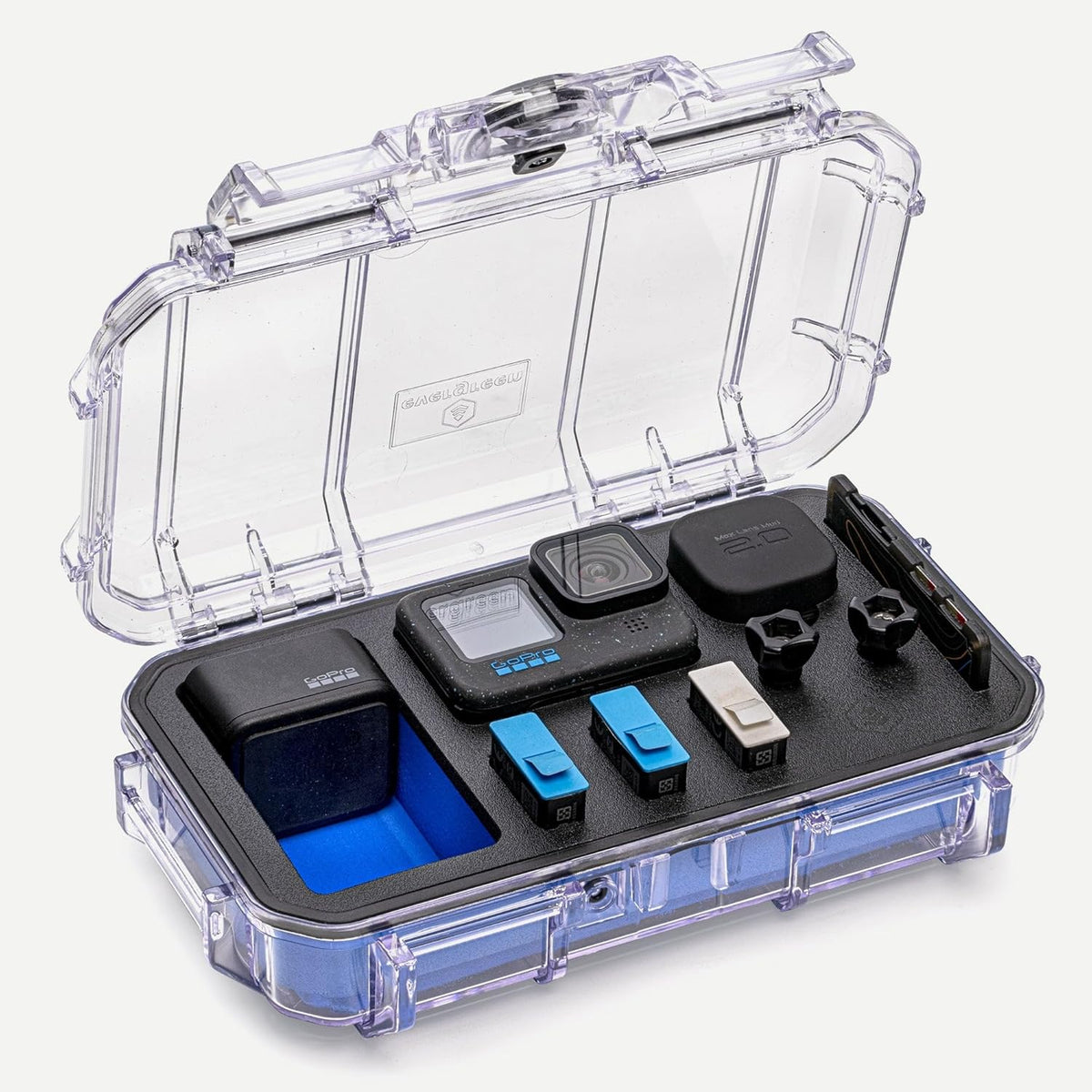 Evergreen ToughBox - Protective Case for GoPro | Compatible with GoPro Hero 9, 10, 11, 12 | Waterproof, Shockproof, Dustproof | Pre-Cut Battery Insert, Max Lens Mod, Bonus SD Card Holder (Clear)