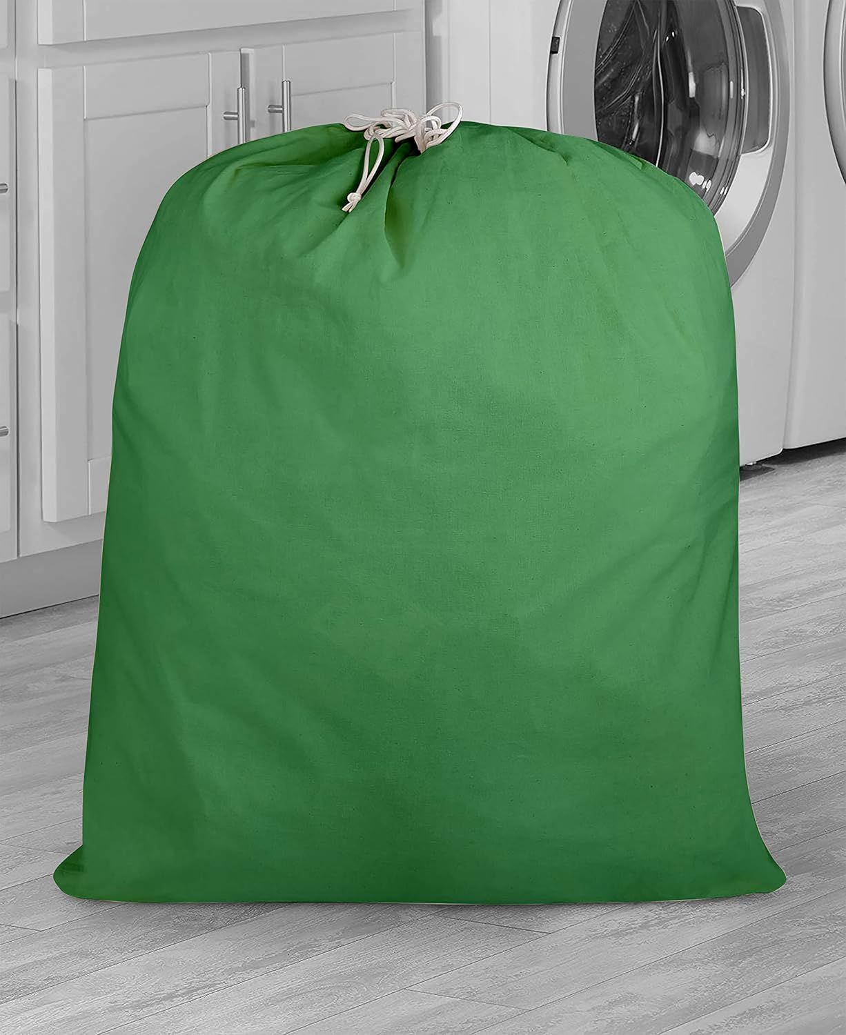 Urban Villa Laundry Bag Canvas|Dirty Clothes Travel Laundry Bag|Machine Washable|Reusable College Hostel Hamper Liner Bag for Garments Delicates Drawstring Closure 1 Pack Green Color|Size 28X36 Inches