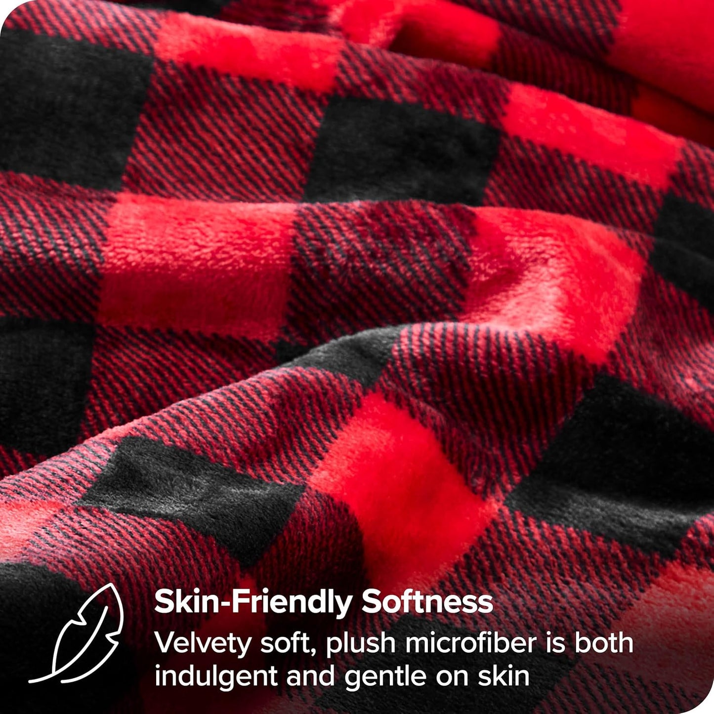 Bare Home Fleece Blanket - King Size - Ultra-Soft Lightweight for Bed, Sofa, and Couch - Luxury Microplush - Cozy Warm Blanket (King, Buffalo Plaid - Red/Black)
