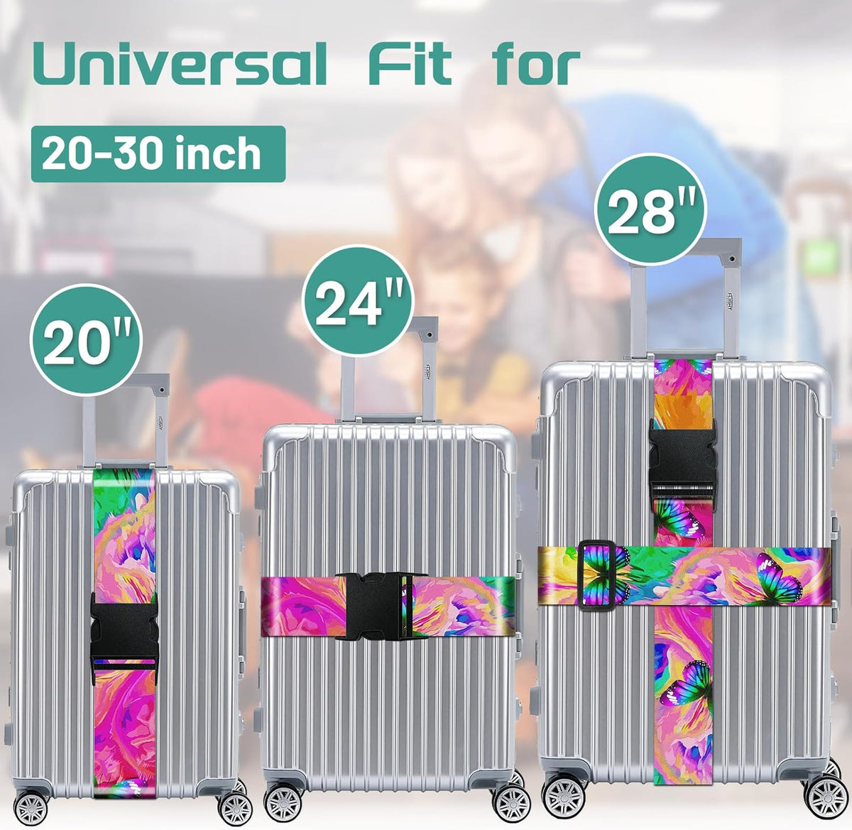 Slohif Luggage Straps for Suitcases Travel Belt Accessories Luggage Connector Identifiers Over Handle with Buckle Unique Nylon Adjustable Strap for Sleeping Bag Car Seat Butterfly (2 Pack)