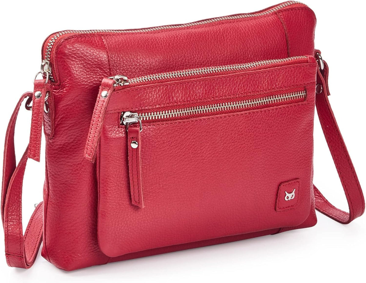 Wise Owl Accessories Small Soft Pebbled Real Leather Crossbody Handbags Purses Sling Crossover Shoulder Bag