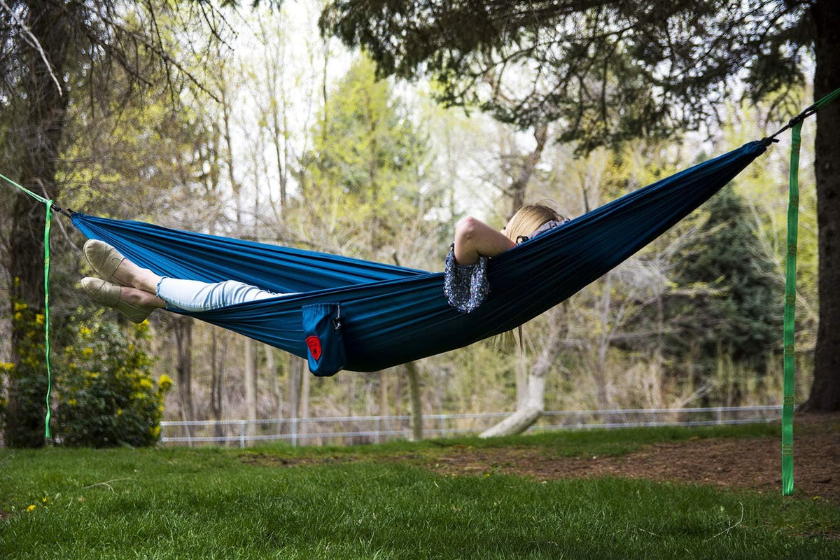 Grand Trunk | Ultralight Camping Hammock | Best Single Size Starter Hammock | Portable for Camping, Hiking, Backpacking, Beach, & Travel (Blue)