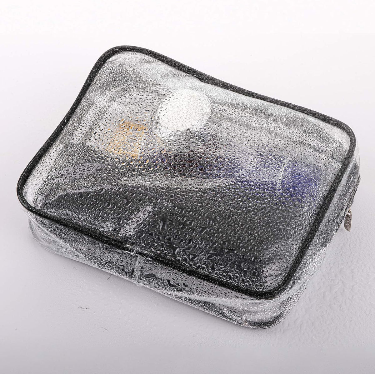 Hedume Set of 9 Clear Makeup Bags, TSA Approved Clear Toiletry Bag Set, Waterproof PVC with Zipper Handle Portable Travel Luggage Pouch