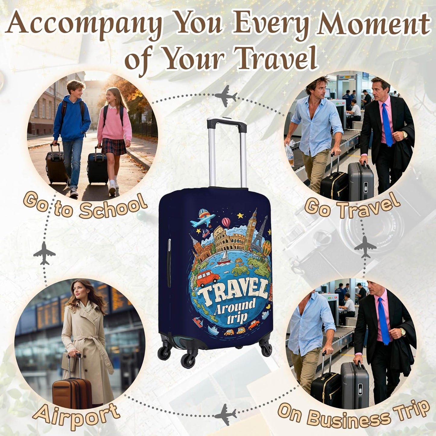 Luggage Cover, Travel Suitcase Covers, Elastic Suitcase Protective Cover, Scratchproof Luggage Protector, Washable Dustproof Trolley Case Protector Fit 22-28 Inch (word, L（25-28inch suitcase）)
