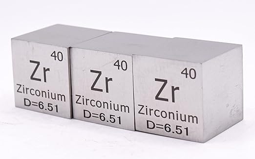 1" 25.4mm Zirconium Metal Cube Zr up to 99.9% Pure Periodic Table Element Engraved Density Collection Science Education Display Block Cube + Acrylic Case Box - 1PC