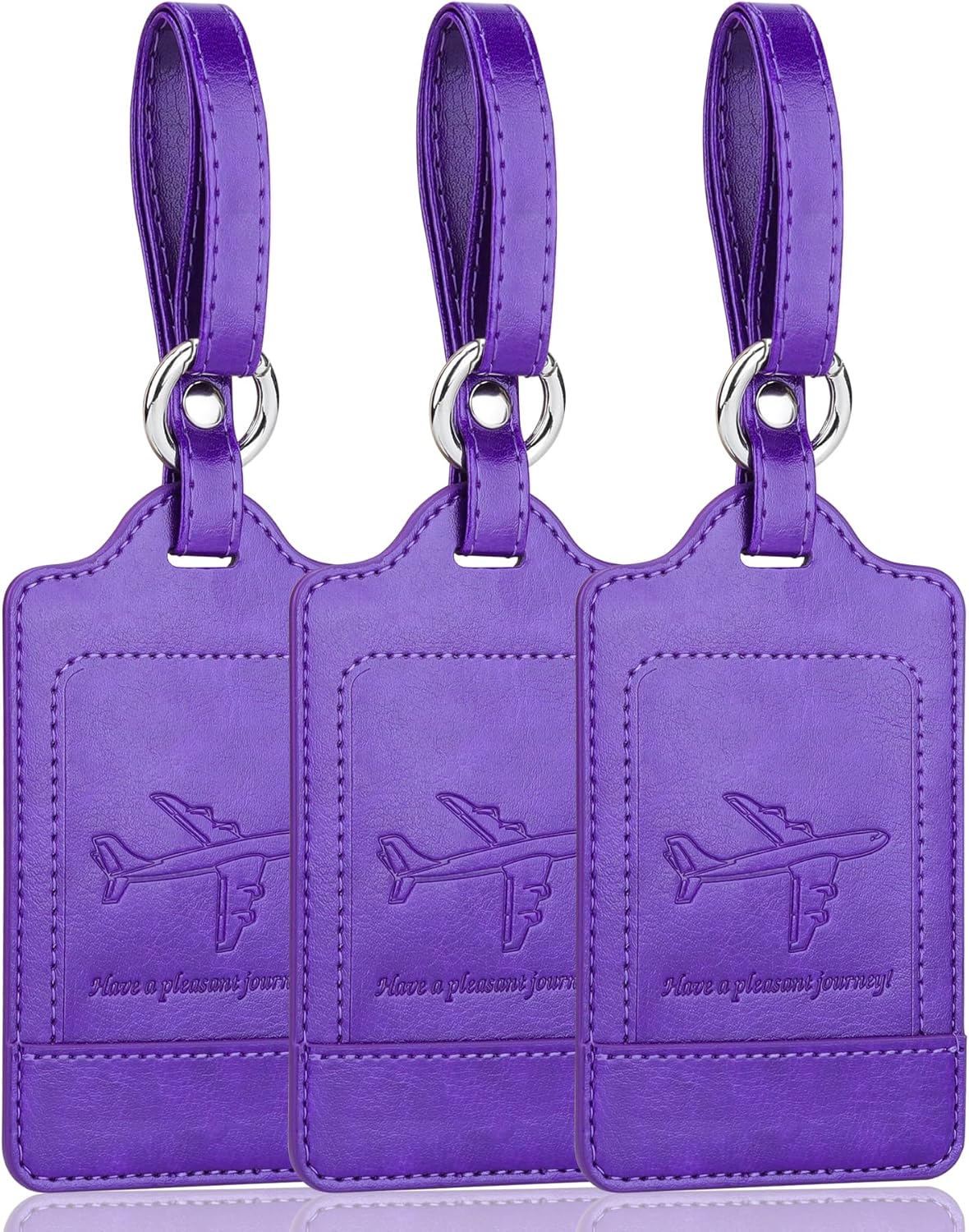 Teskyer Luggage Tags, 3 Pack Premium PU Leather Luggage Tags Privacy Protection Travel Bag Labels Suitcase Tags