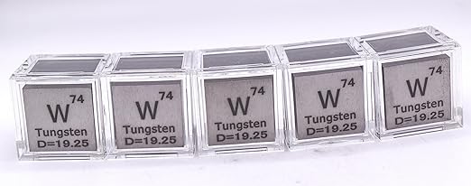 1" 25.4mm Tungsten Wolfram Metal Cube W up to 99.9% Pure Periodic Table Element Engraved Density Collection Science Education Display Block Cube + Acrylic Case Box - 1PC