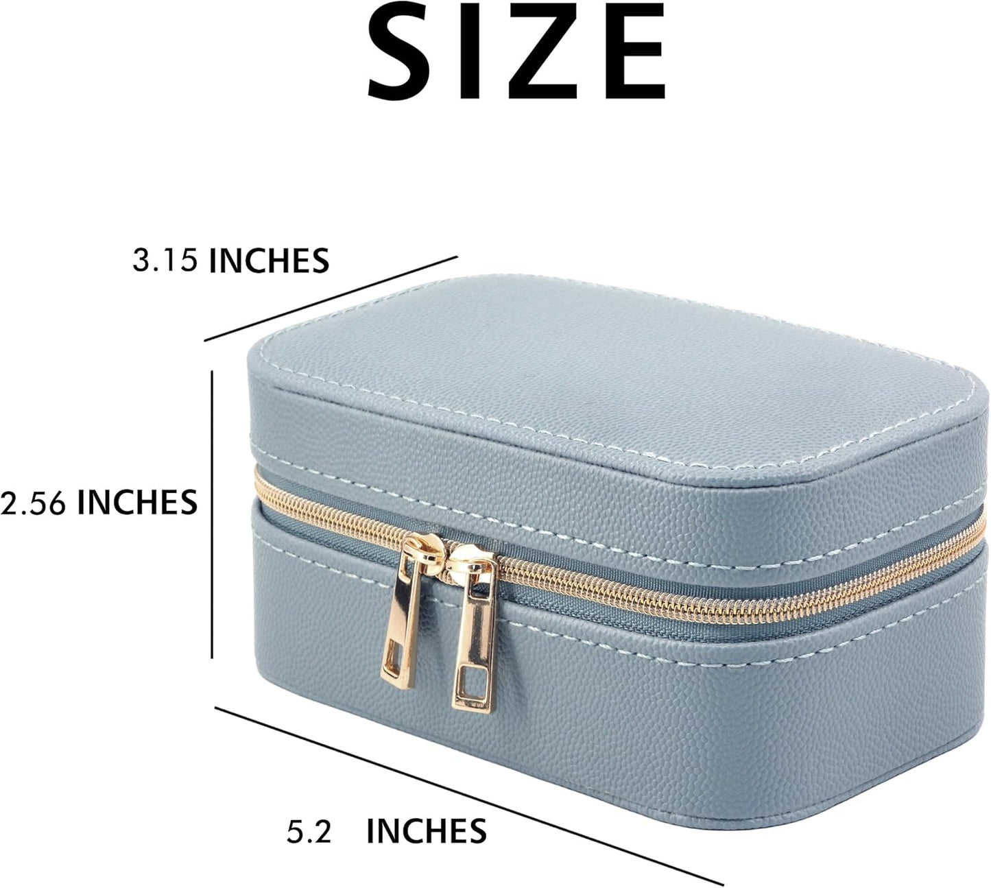 Travel Jewelry Case Bulk Of 2 For Women Weekend,Gold Zip, PU Leather Compact Jewelry Organizer For Earring Bracelets Blue Travel Jewelry Box Set Perfect For Small Bridesmaid Jewelry Box Gift
