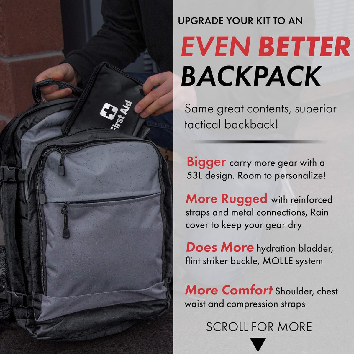 Urban Survival Bug-Out Bag/Go Bag and Disaster Survival Supplies for up to 6 People | Survival Kit for Wildfires, Hurricane, Civil Unrest & More