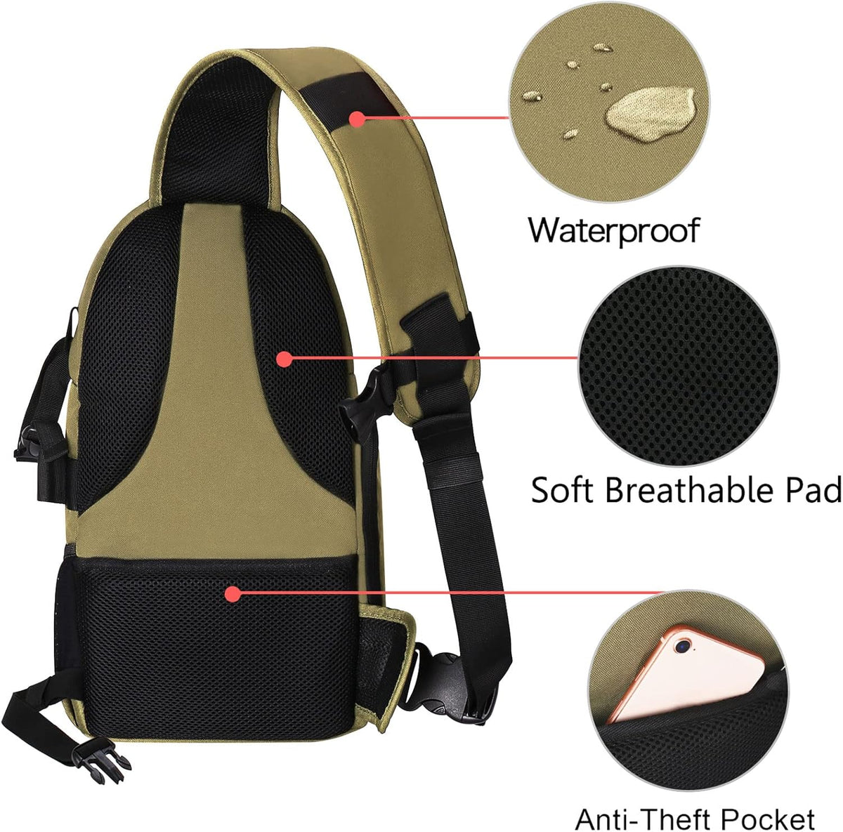 MOSISO Camera Sling Bag, DSLR/SLR/Mirrorless Camera Backpack Case Shockproof Photography Backpack with Tripod Holder & Removable Modular Inserts Compatible with Canon/Nikon/Sony/Fuji