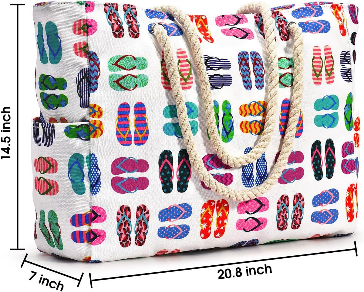 Becokan Beach Bags for Women Large Waterproof Beach Tote Bag Zipper Beach Bags Waterproof Sandproof Swim Pool Bag Large Tote
